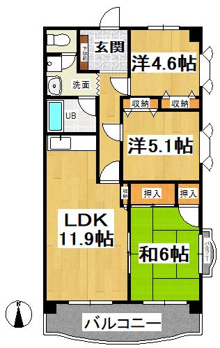 ガーデンパレスII(3LDK/3階)の間取り写真