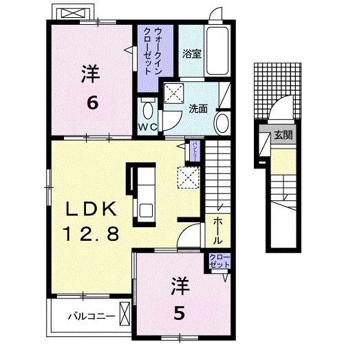 プラシード(2LDK/2階)の間取り写真