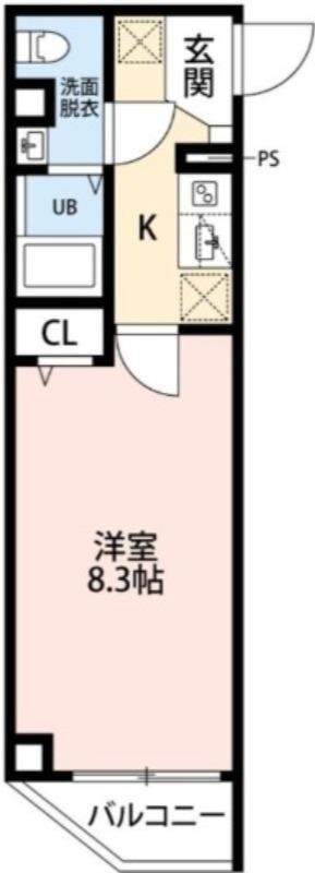 ヒルズ東町(1K/1階)の間取り写真