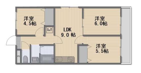 アクセスワケ(3LDK/3階)の間取り写真