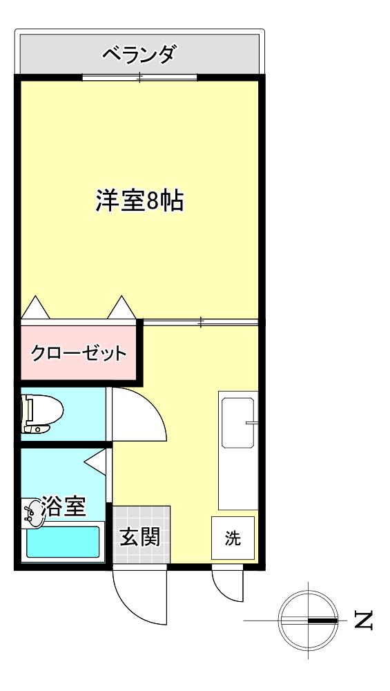 サンスクエア高花(1DK/1階)の間取り写真