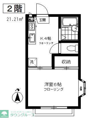 グローバルハイツ木月B棟(1K/2階)の間取り写真
