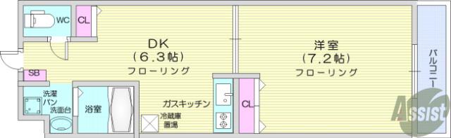 アケサンマンション(1DK/1階)の間取り写真