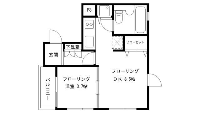 シティハウス西馬込(1LDK/2階)の間取り写真