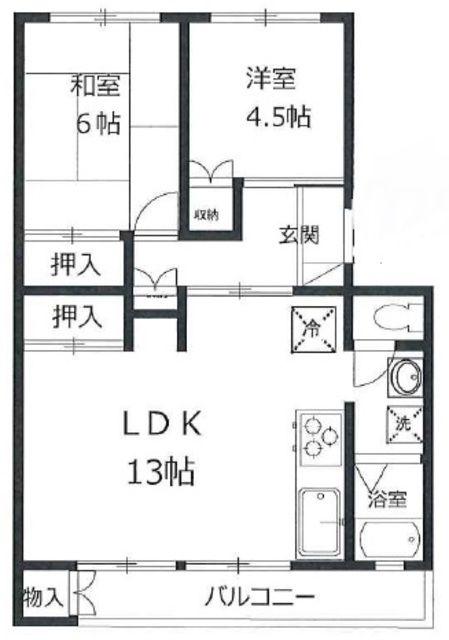 フラワリー霞ヶ関3号(2LDK/5階)の間取り写真