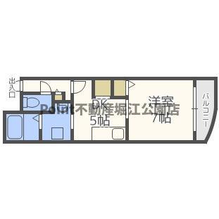 ブレスコート新金岡III(1DK/5階)の間取り写真