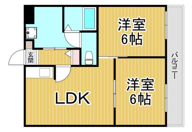 ハイツヨシダ(2LDK/3階)の間取り写真