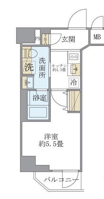 プラッツ旗の台(1K/3階)の間取り写真