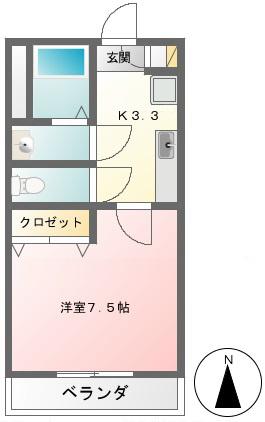 S.Aレイディアンス(1K/2階)の間取り写真