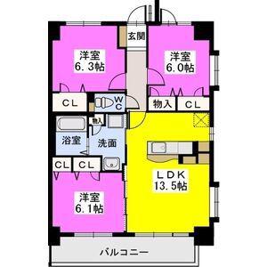 ボヌール レーベン(3LDK/1階)の間取り写真