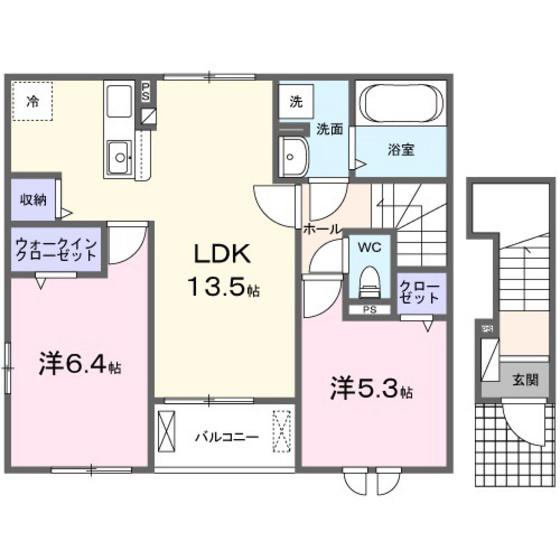 テラス623(2LDK/2階)の間取り写真