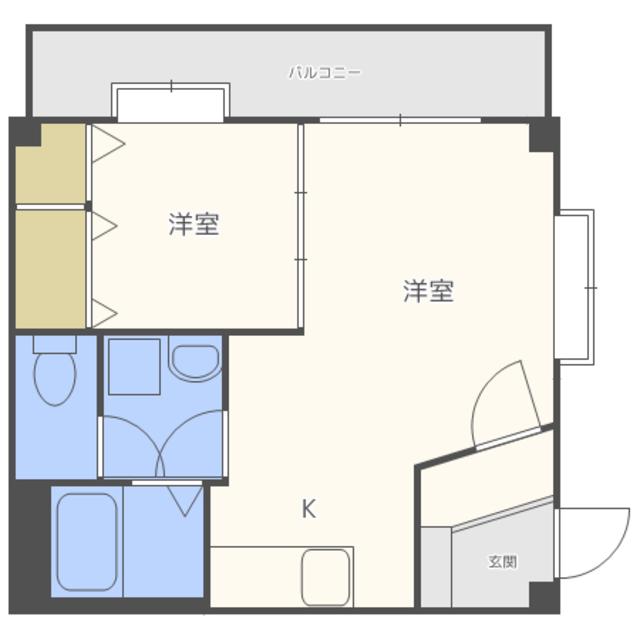 ルピエ西新(1LDK/1階)の間取り写真