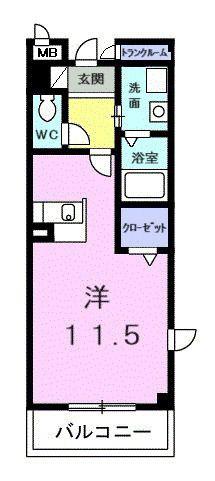 ノールアンソレイエ(ワンルーム/2階)の間取り写真