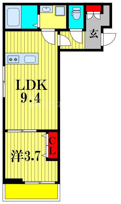 メゾン・ドゥ・アッシュ柏II(1LDK/2階)の間取り写真