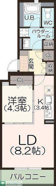 NODE プラス TSURUMAI(1LDK/4階)の間取り写真