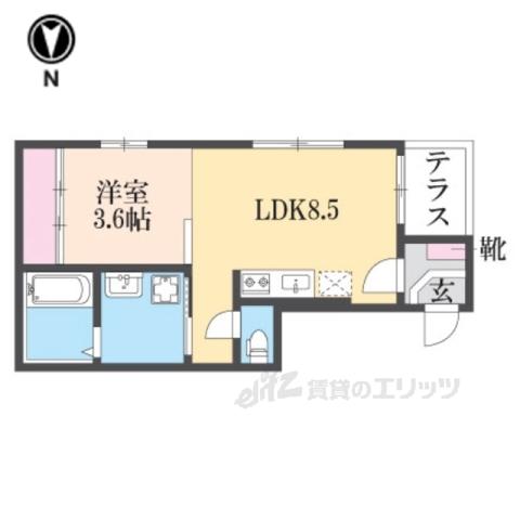 ハーモニーテラス深草下川原町Ⅱ(1LDK/2階)の間取り写真