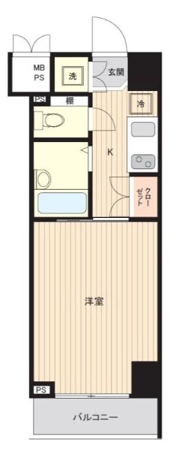 ルーブル早稲田(1K/2階)の間取り写真