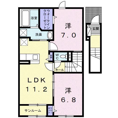 クレール・リードIV(2LDK/2階)の間取り写真