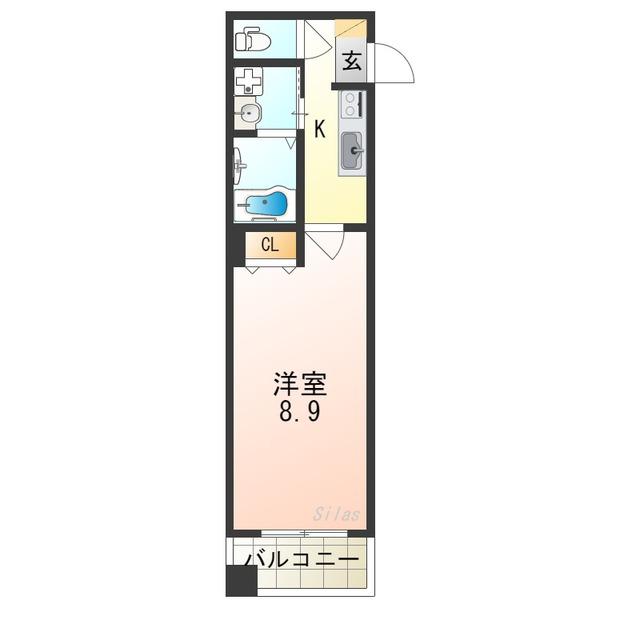 レクラン深江南(1K/3階)の間取り写真