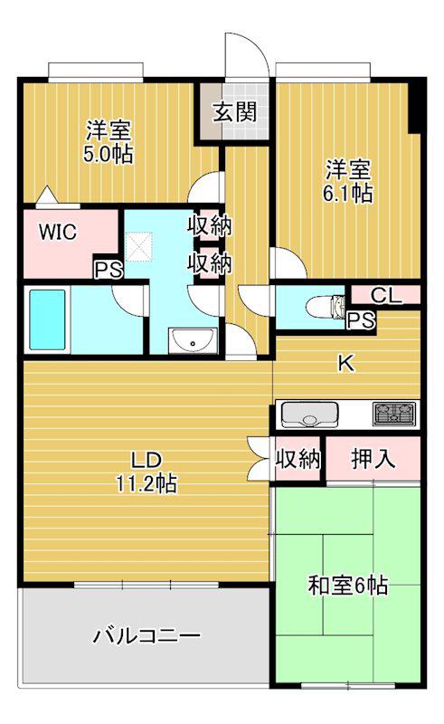 ラシーナ高崎(3LDK/9階)の間取り写真