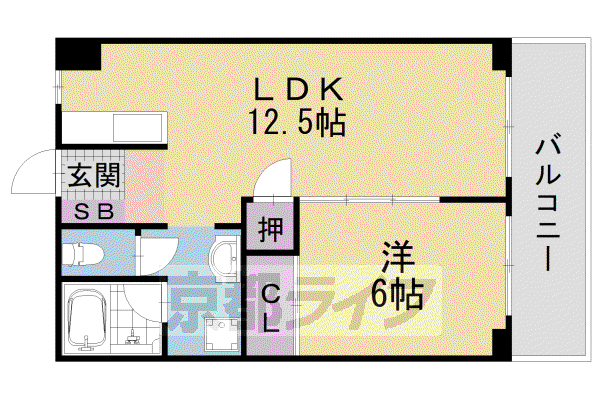 豊和マンション稲荷(1LDK/2階)の間取り写真