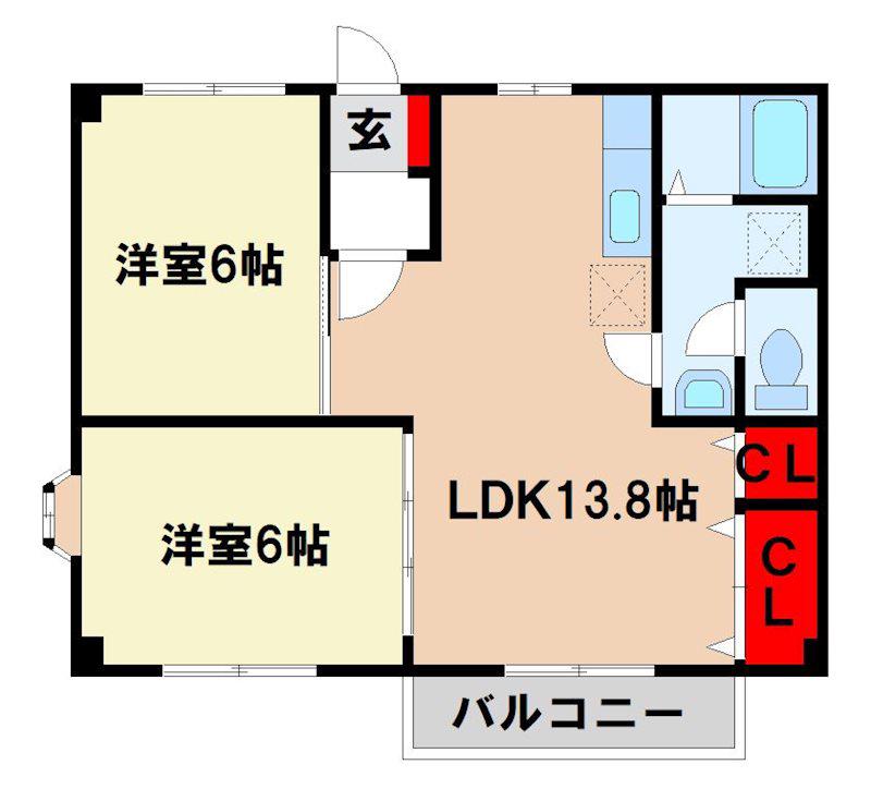 アビリテイー美鈴(2LDK/2階)の間取り写真