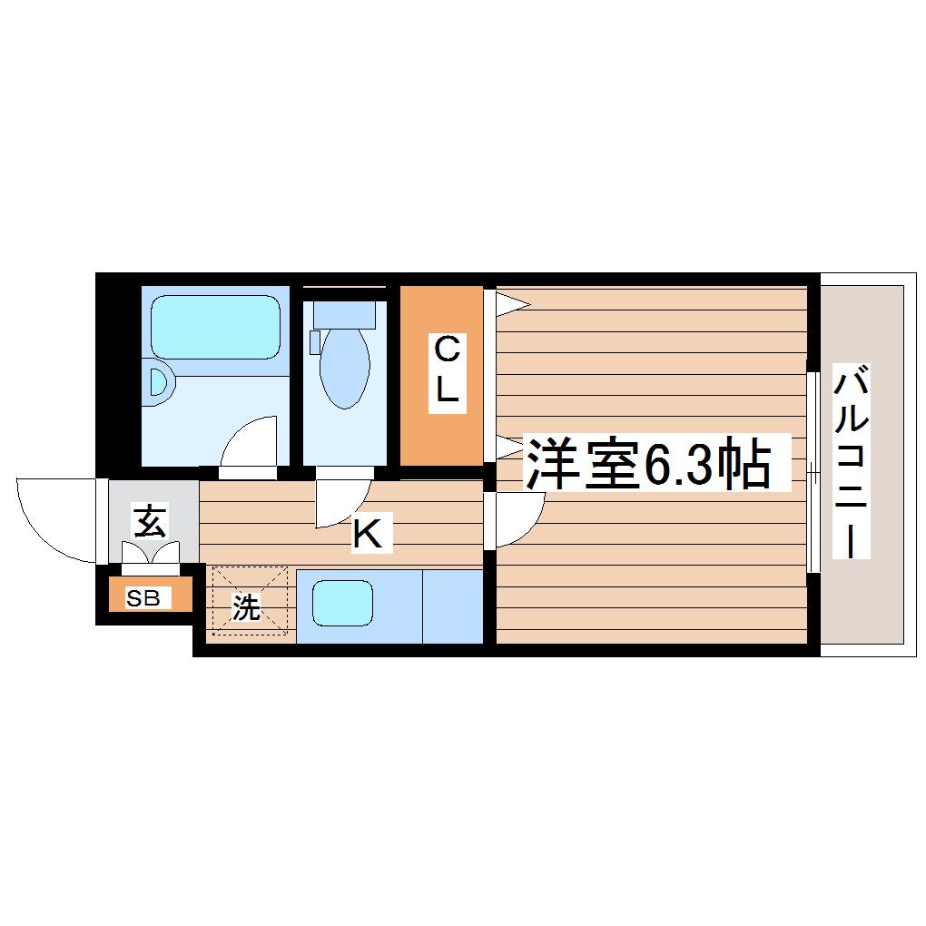 互幸ハイツII番館(1K/3階)の間取り写真