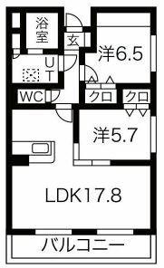 モデスト(2LDK/3階)の間取り写真