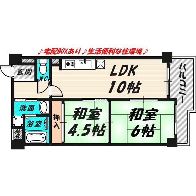 アーバンパーク関目(2LDK/5階)の間取り写真