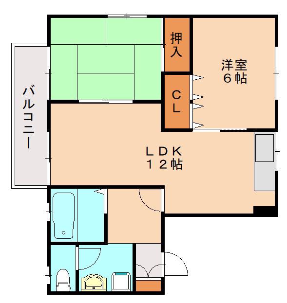 セジュールリカーIIC棟(2LDK/2階)の間取り写真