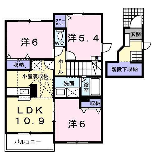 パールハイツ2(3LDK/2階)の間取り写真