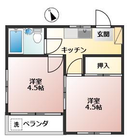 ビラ竹美(2K/2階)の間取り写真