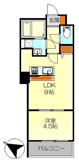 VILLACITYSANJYO(1LDK/2階)の間取り写真