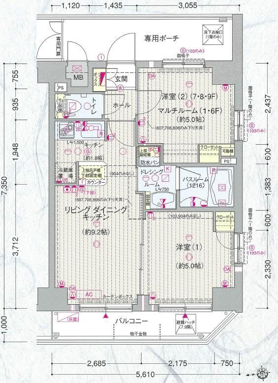 EP神楽坂ノースRESIDENCE(2LDK/6階)の間取り写真