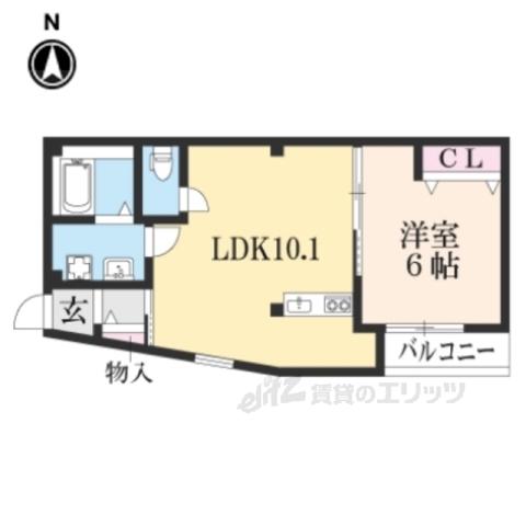 SJS浜大津(1LDK/3階)の間取り写真