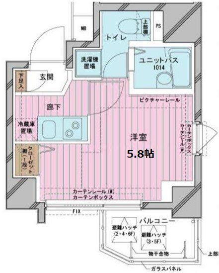 メインステージ白山(1K/6階)の間取り写真