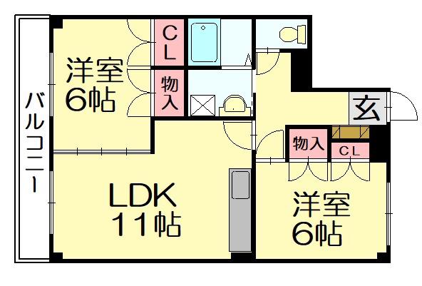 クラッセM(2LDK/5階)の間取り写真