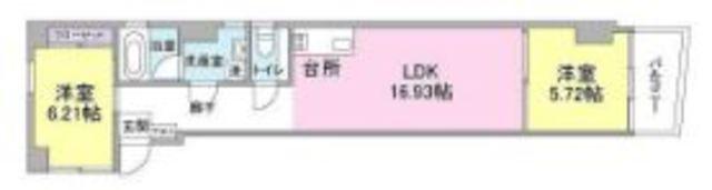 FUKUMI APARTMENT(2LDK/4階)の間取り写真