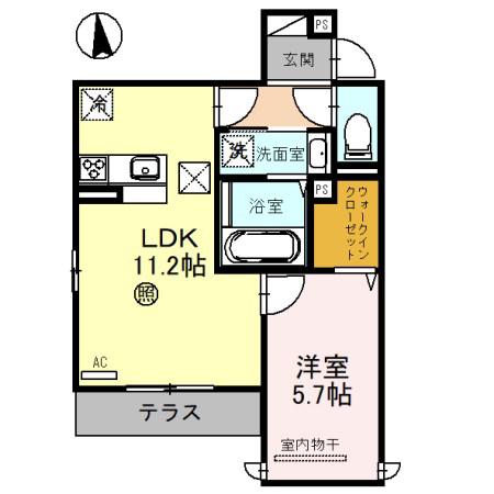 THE CROSS(1LDK/1階)の間取り写真