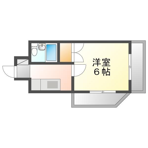 美輝ハウス(1K/8階)の間取り写真