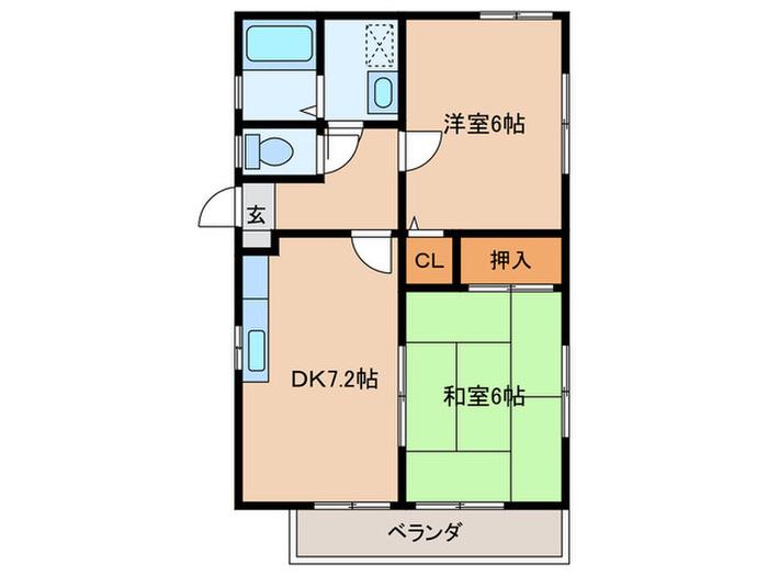 ティアラ白石(2DK/2階)の間取り写真