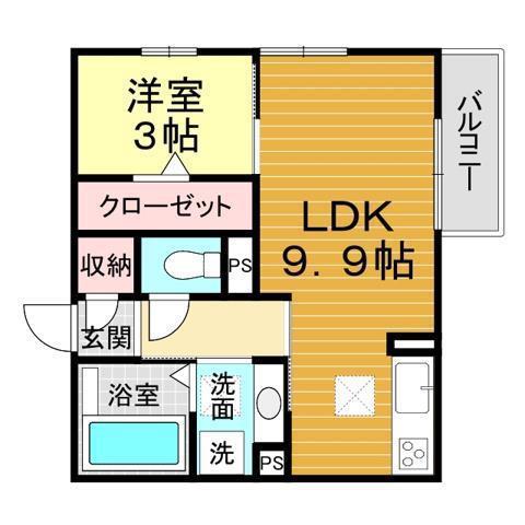 オリーブ ベリー(1LDK/1階)の間取り写真