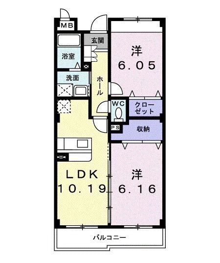 ドリーム KI(2LDK/1階)の間取り写真