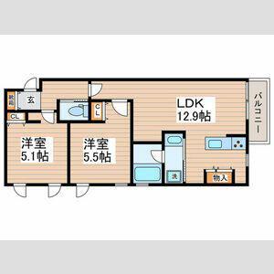 PALMIER下馬(2LDK/2階)の間取り写真