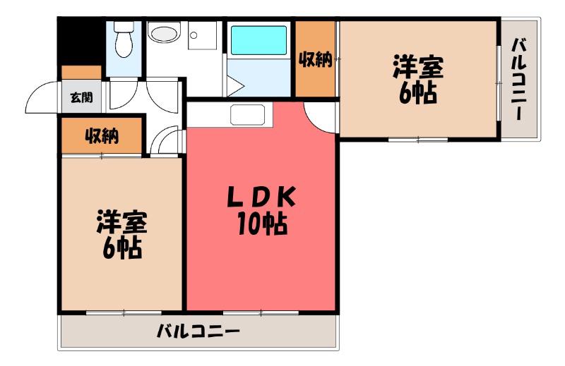 ルミナスゆり(2LDK/2階)の間取り写真