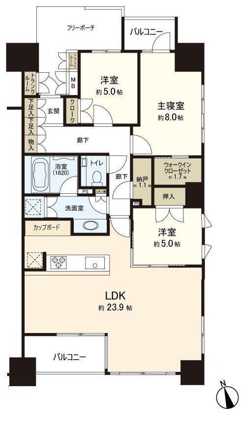 パークホームズ広島中町(3LDK/4階)の間取り写真
