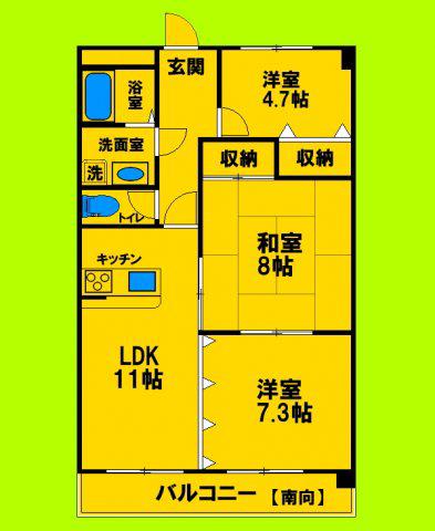 パークハイツアイリス5号館(3LDK/5階)の間取り写真
