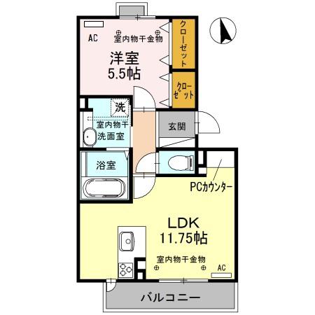 KANADE(1LDK/3階)の間取り写真