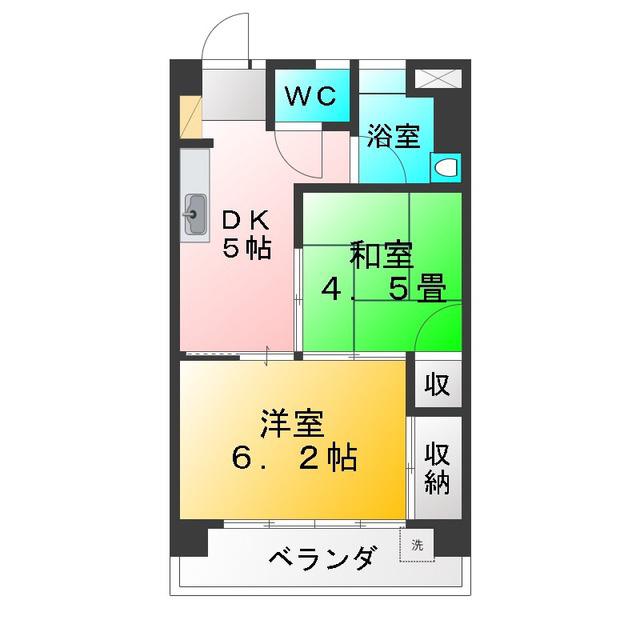 井草関口マンション(2DK/4階)の間取り写真