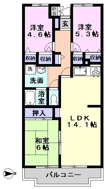 ジュネシオンTAKAHASHI(3LDK/8階)の間取り写真